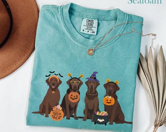 Halloween Chocolate Lab Shirt Fall Labrador Retriever T-Shirt Halloween Dog Tshirt Ghost Dog T Shirt Brown Labrador Mom Gift Lab Mom Tee Fun