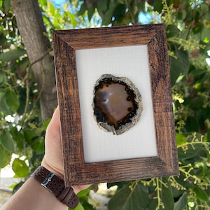 Fascinating Agate Slice in Wooden Frame Home Decor
