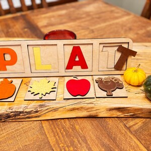 Rompecabezas de varias capas Montessori con forma de peekaboo otoñal, reconocimiento de letras, reconocimiento de colores, lectura temprana, preescolar, educación en el hogar, jardín de infantes
