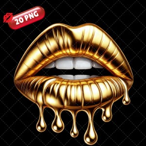 Dripping Lips Clipart, Set of 20 Vibrant Lip Colors, PNG Lips, Kissing Lips Clipart, Kiss Lips PNG, Glossy Watercolor, Trendy Lip Clipart