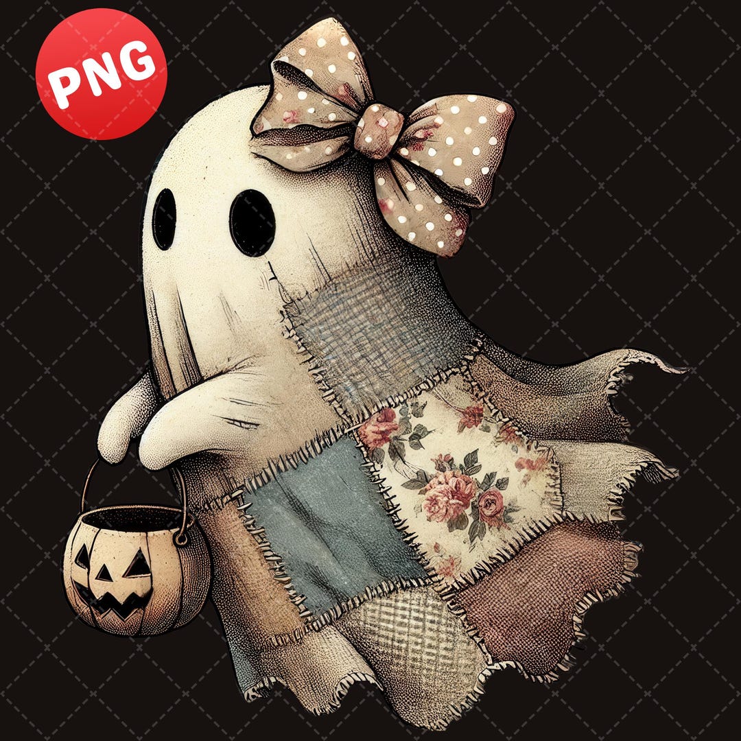 Patchwork Ghost Pattern Patchwork Quilt Ghost PNG, Vintage Halloween Clipart, Vintage Quilt ...