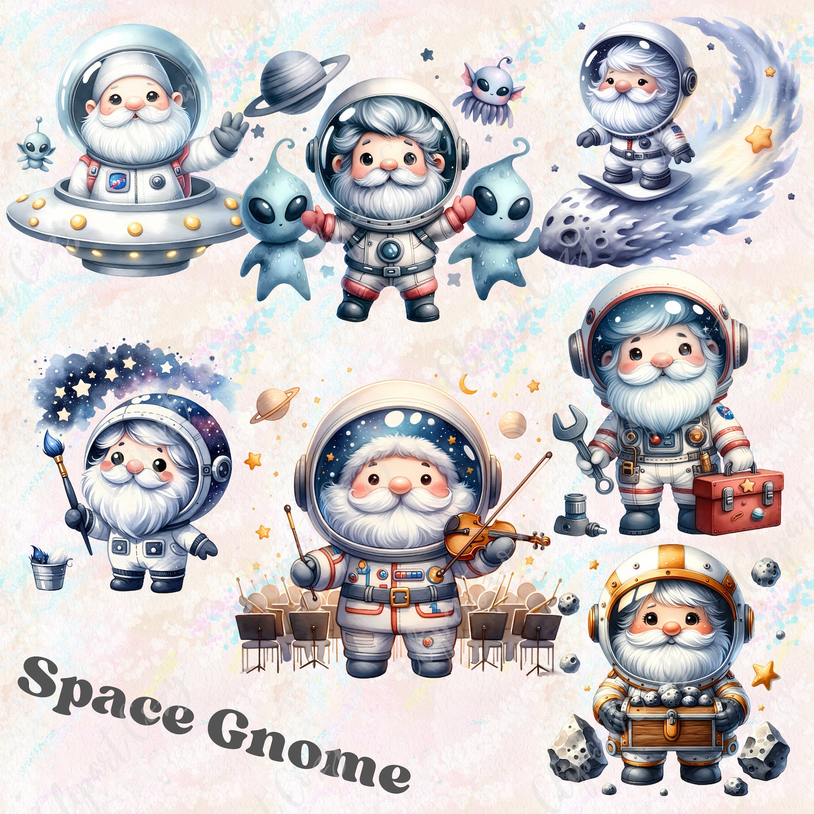 34 Space Gnome Clipart Bundle, Cute Astronaut Clipart, Gnome PNG ...
