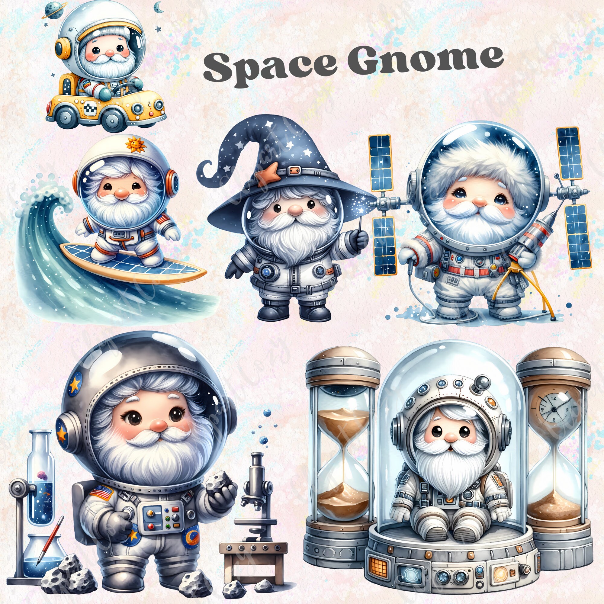 34 Space Gnome Clipart Bundle, Cute Astronaut Clipart, Gnome PNG ...