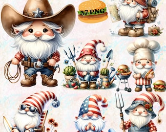 37 Paquete de imágenes prediseñadas de Gnome de estilo de vida americano, imágenes prediseñadas de Gnome lindo, fondo transparente PNG de Gnome, imágenes prediseñadas de Gnome americano, uso comercial