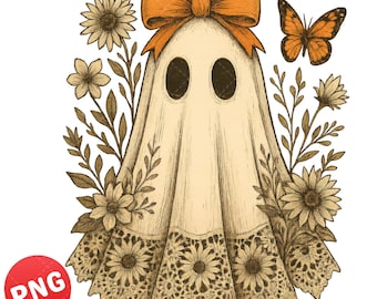 Fantasma de encaje lindo (Png), Boo en Boojee, lazo de encaje de Halloween (Png), Halloween (Png), camiseta de fantasma (Png), Halloween vintage, clipart de fantasma floral