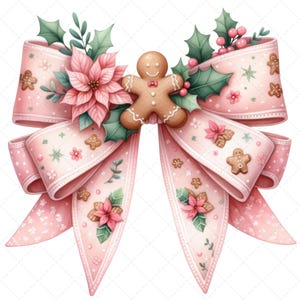 Christmas Coquette Bow PNG, Christmas Png, Pink Christmas, Christmas Bow, Christmas Sublimation, Gingerbread Bow PNG, Girly Christmas design