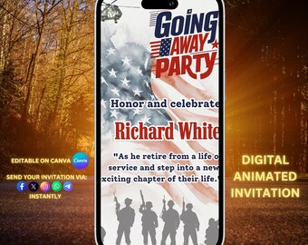 Military Farewell Party Invitation, Digital farewell Invite, going away party, farewell Invite, moving away party, retirement party Invite