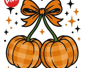 Cerezas de calabaza a cuadros PNG: Diseño coqueto de Halloween, Calabaza de Halloween PNG, Cerezas de Jack O'Lantern, Calabaza de otoño PNG, Coqueta de otoño PNG