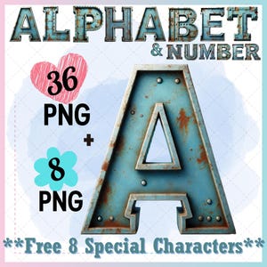 Alte rostige blaue Metallbuchstaben und -zahlen, rostiges Alphabet, rostige Zahl, Sublimationsbündel, Alphabet PNG, transparente PNG, kommerziell verwendet