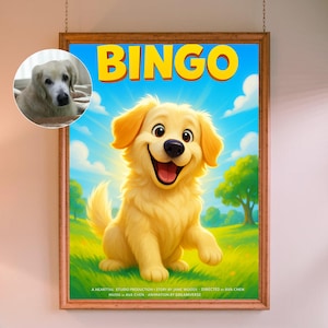Personalized Pet Movie Poster, Custom Pet Cartoon Portrait, Personalized Cartoon Pet Portrait, Custom Pet Wall Art, Digital Download