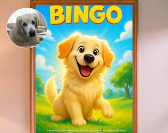 Personalized Pet Movie Poster, Custom Pet Cartoon Portrait, Personalized Cartoon Pet Portrait, Custom Pet Wall Art, Digital Download