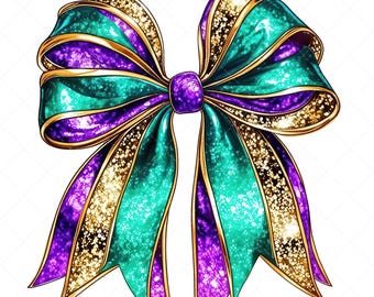 Mardi Gras Bow PNG, Coquette Bow Mardi Gras, Shirt Mardi Gras, Festival Shirt, Glitter Bow Shirt, Festive Design, Glittery Carnival Design