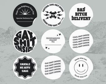 Fun Round Thermal Labels for Small Business, Circle Sticker Design, Packaging Sticker Design, Thermal Label Templates