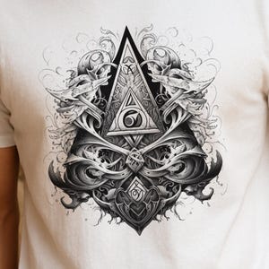 DND Warlock T-Shirt | Eldritch Magic Crest Tee | Dungeons and Dragons Gift | RPG Tabletop Gamer Shirt | Warlock Class Symbol Art