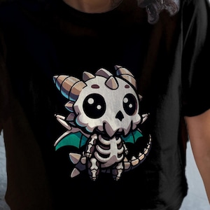 Dracolich T-Shirt | Cute Undead Dragon DND Tee | Chibi Skeleton Fantasy Monster Shirt | Funny RPG Gift for Dungeons and Dragons Fans