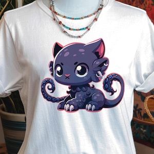 Displacer Beast T-Shirt | Cute Tentacle Cat DND Tee | Chibi Fantasy Monster Shirt | Funny RPG Gift for Dungeons & Dragons Fans
