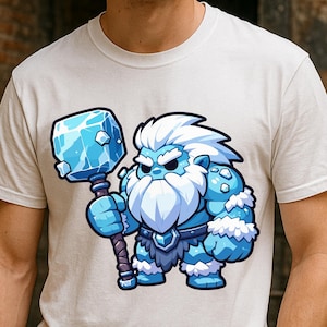 Frost Giant T-Shirt | Cute Chibi Ice Monster DND Tee | Fantasy Barbarian RPG Shirt | Funny Gift for Dungeons & Dragons Fans