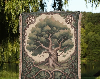 Weltenbaum Webdecke | Keltischer Yggdrasil Überwurf aus der nordischen Mythologie