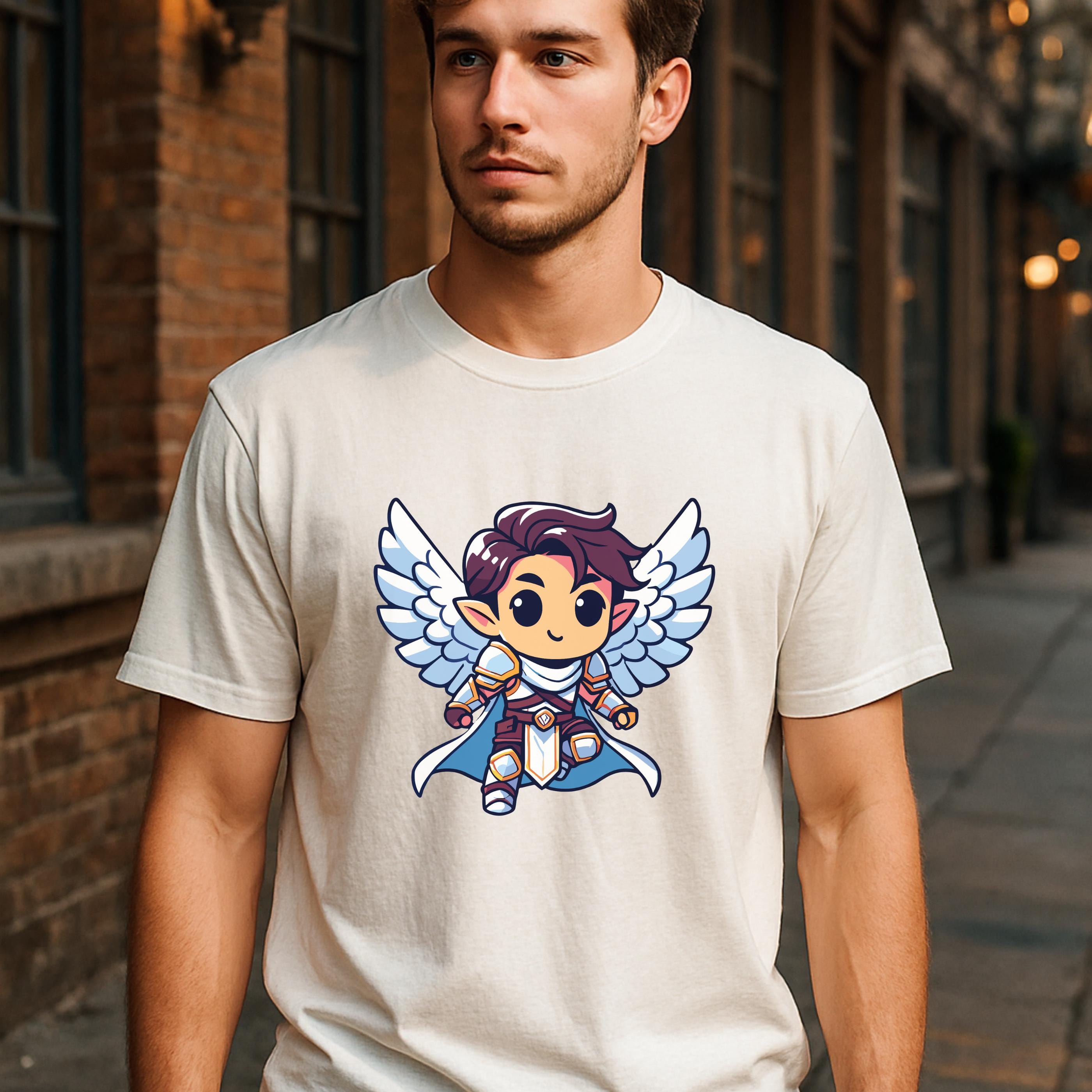 Chibi Warrior Angel T-shirt | DND Aasimar Paladin Tee | Fantasy