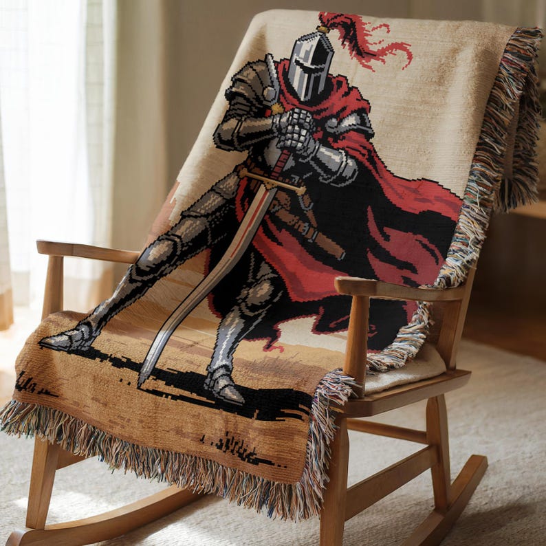 Medieval Knight Woven Blanket, Fantasy Art Throw, Home Decor Gift - Etsy