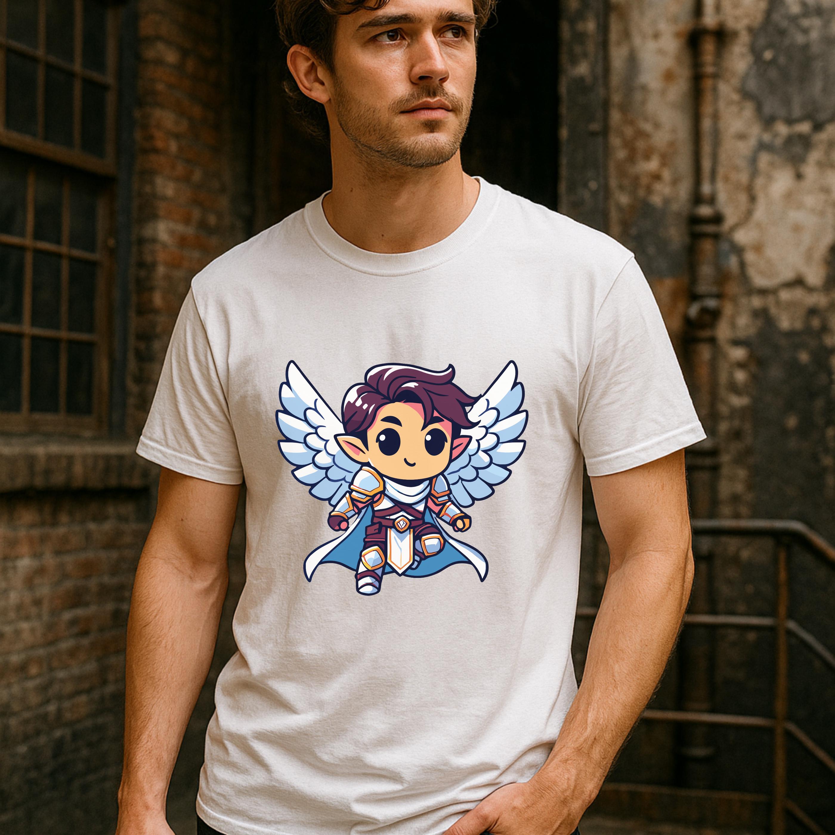 Chibi Warrior Angel T-shirt | DND Aasimar Paladin Tee | Fantasy