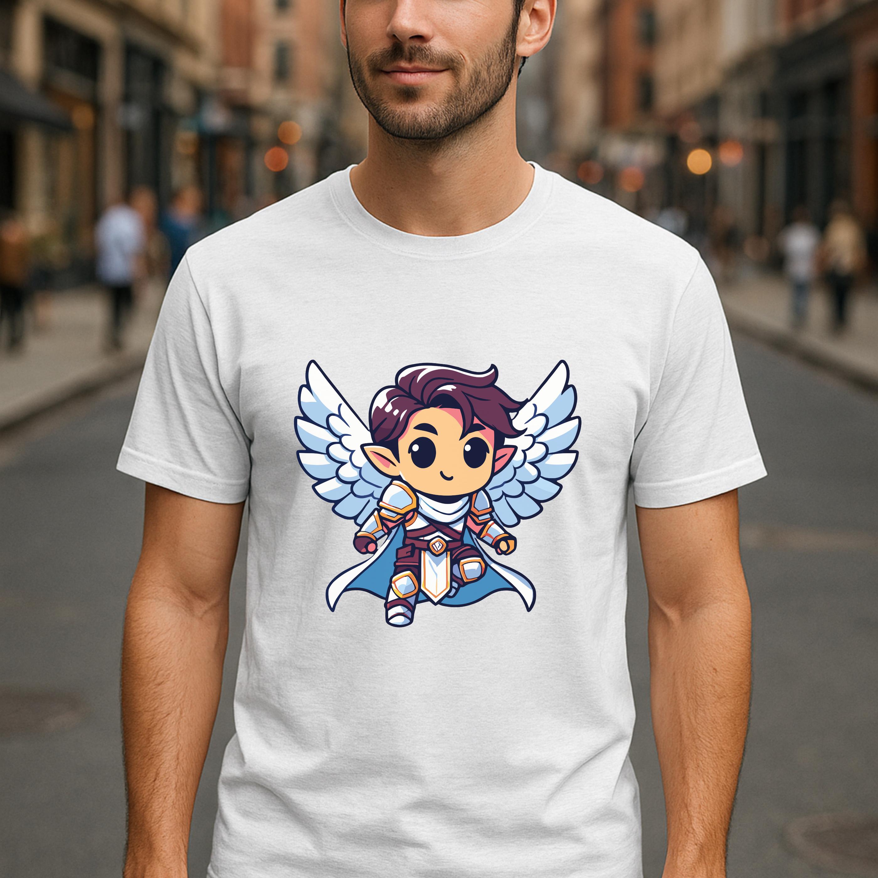 Chibi Warrior Angel T-shirt | DND Aasimar Paladin Tee | Fantasy