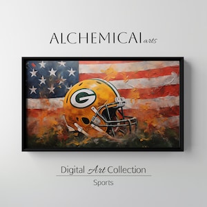 Frame TV Art (1 for Free art), Green Bay, Packers, Packers Helmet, Super Bowl, NFL, Football,  Digital Wallpaper, 4K