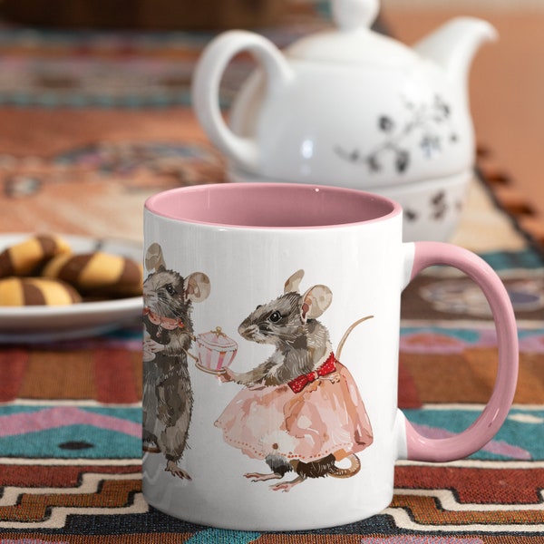 Rat Tea Party | Cute Rodent | Rat Lover Accent Mug