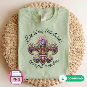 Mardi Gras Vibes Png, Fleur de Lis Sequin Glitter Png, Mardi Gras Vibes Design png, Sublimation Digital Download