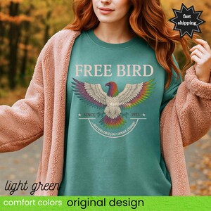 Retro Free Bird Sweatshirt, Comfort Colors Music Festival Sweater, Pastel Lettering version, 1973