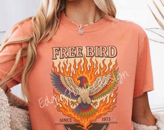 Retro Eagles Band T-Shirt Design: 1973 Free Bird Tour PNG (Digital Download