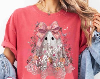 Fantasma de encaje floral PNG: Diseño de sublimación de Halloween femenino (Descarga digital)