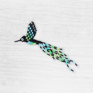 Motif colibri en perles, tutoriel d'ornement animal 3D, instructions de téléchargement numérique, multicolore