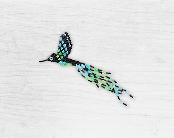 Beaded hummingbird pattern, 3D animal ornament tutorial, Digital download instructions, Multicolour