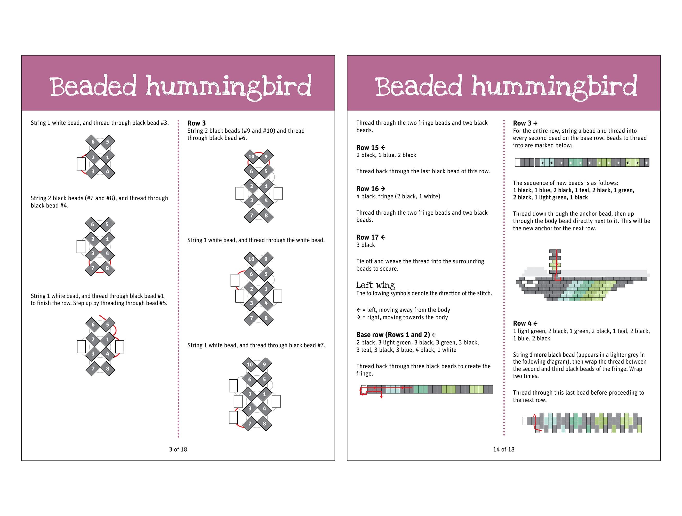 Beaded Hummingbird Pattern, 3D Animal Ornament Tutorial, Digital ...