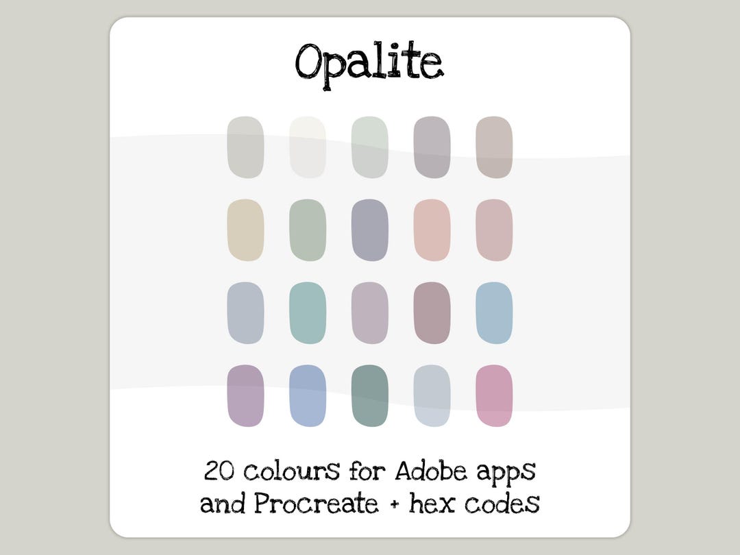 Opalite, a Colour Palette of 20 Swatches in Pastel Tones for Adobe Apps ...