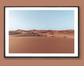 Sahara Desert Landscape Print – Moroccan Sand Dunes Wall Art, Minimalist Desert Photography, Nature Travel Decor, Boho Earth Tones Photo