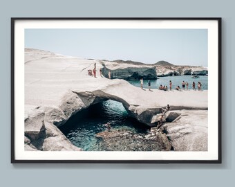 Milos Print Coastal Summer Poster, European Greece Water Swim Print for Home Wall Art, Perfect Summer Gift Décor