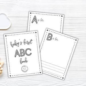 ベビーシャワー用のABCぬり絵、赤ちゃんのための最初のアルファベットブックアクティビティ、新米両親への記念品