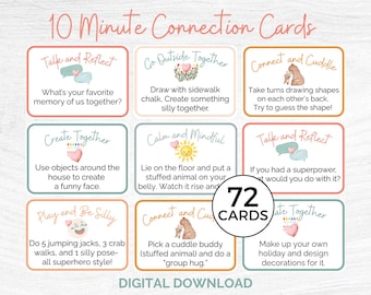 Printable Connection Cards for Parents & Kids – 10 Minute Activities | Bonding Prompts | Emotional Check-In | Mindful Parenting