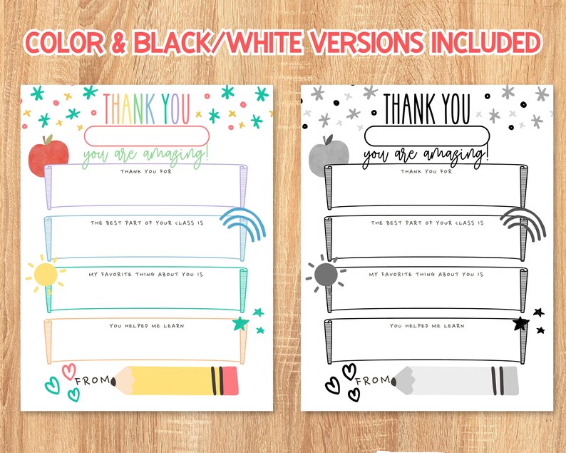 Teacher Appreciation Card Printable, End of Year Teacher Thank You Card ...