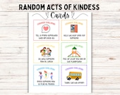 Printable Random Acts of Kindness Cards, Be Kind Lunch Box Notes, Kindness Challenge Tags