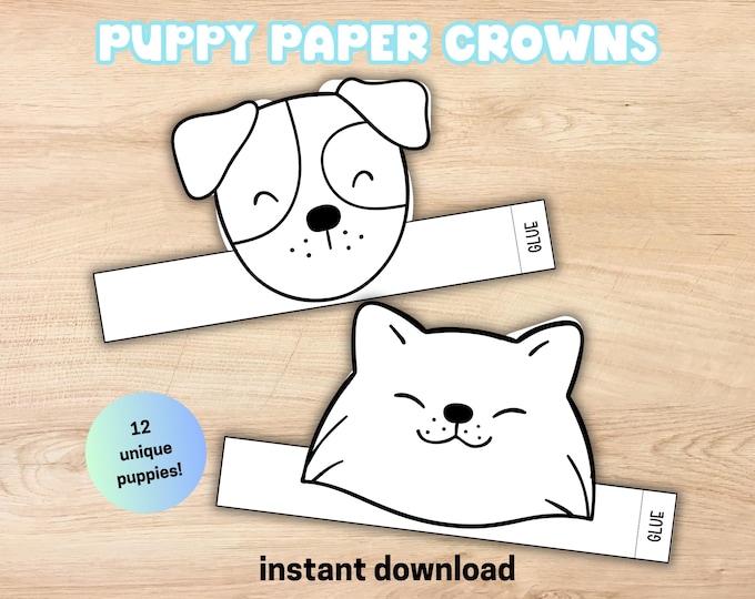 Dog Ears Paper Crown Party Coloring Printable Kids Craft Puppy Costume ...