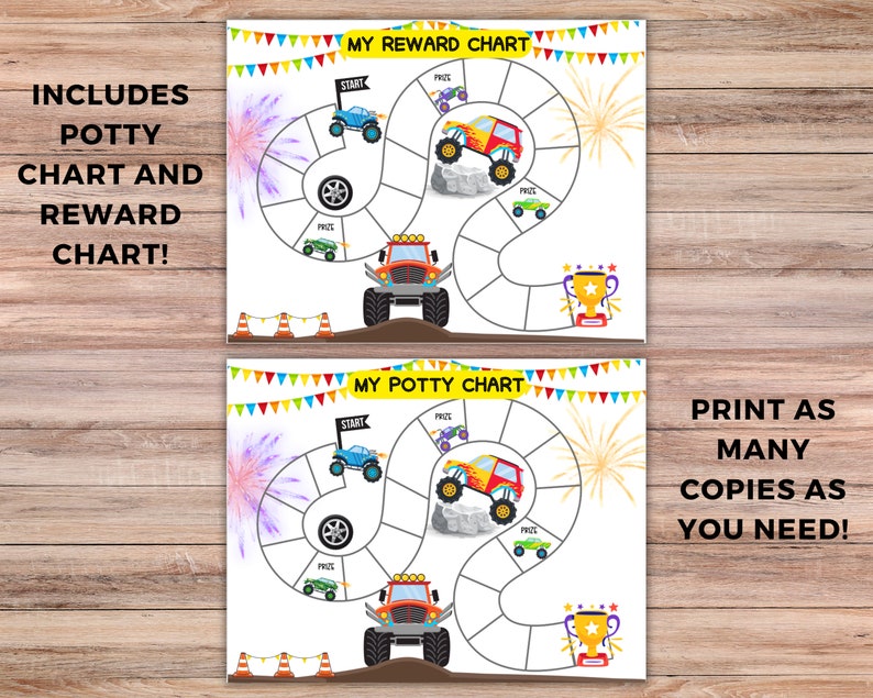Printable Monster Truck Potty Chart, Monster Truck Reward Chart ...