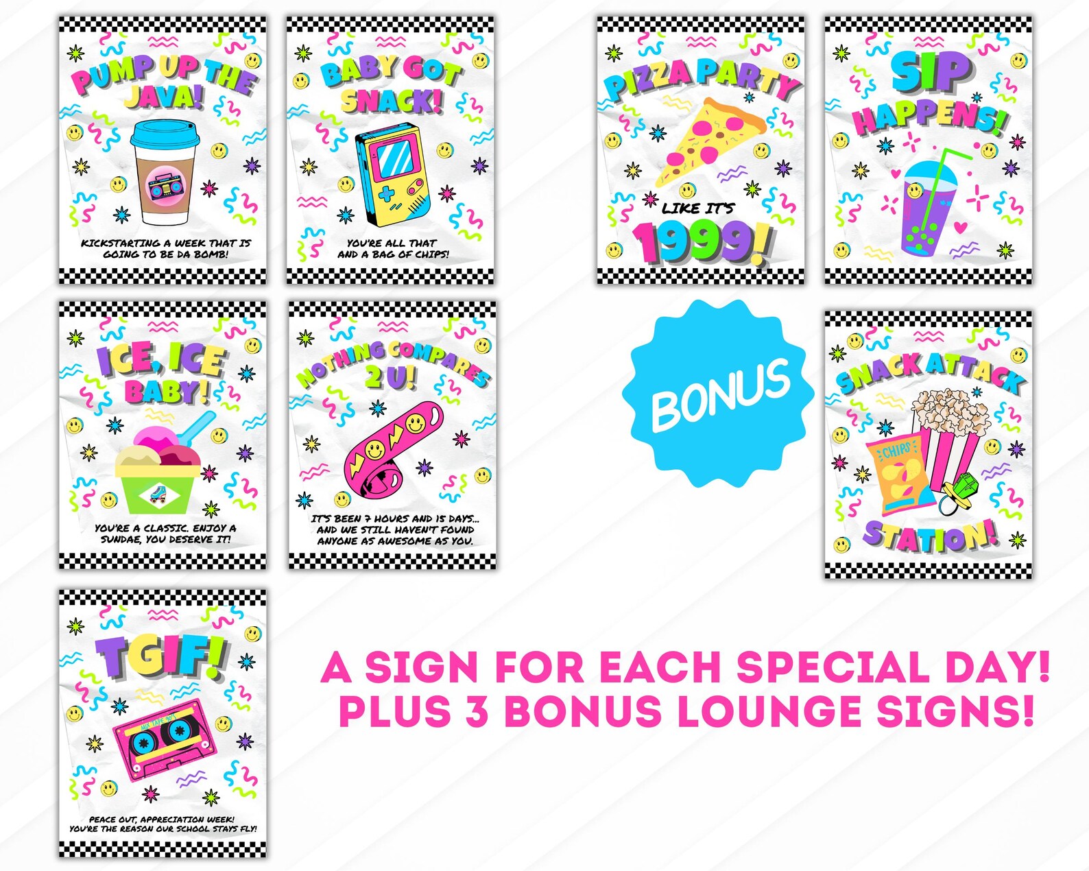 90s Teacher Appreciation Week Bundle Retro Theme Editable Canva ...