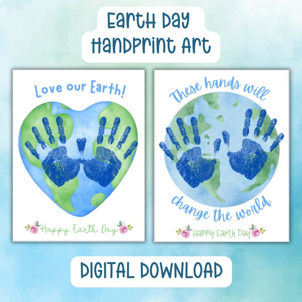 Earth Day Handprint Craft Printable, Earth Day Craft for Kids, Toddlers, Baby