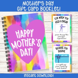 Folleto imprimible de tarjetas de regalo del Día de la Madre, cree su propio libro de regalos para mamá, regalos divertidos para mamá