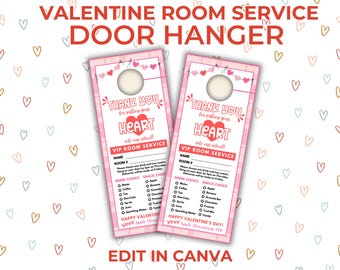 Valentine Teacher VIP Room Service Template for Staff Appreciation Gifts, Staff Valentine Treat, PTO PTA Ideas