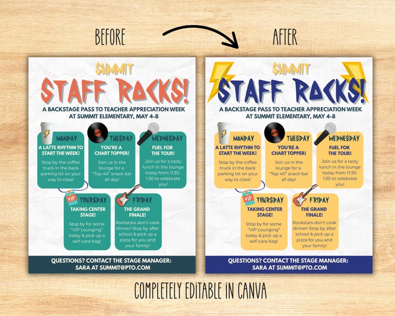 Rockstar Staff Appreciation Week Itinerary Template, Teacher Thank You ...