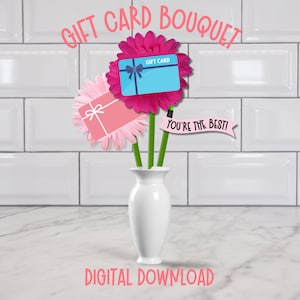 DIY Gift Card Flower Bouquet, Gift for Mother's Day, Teacher Appreciation, Birthday